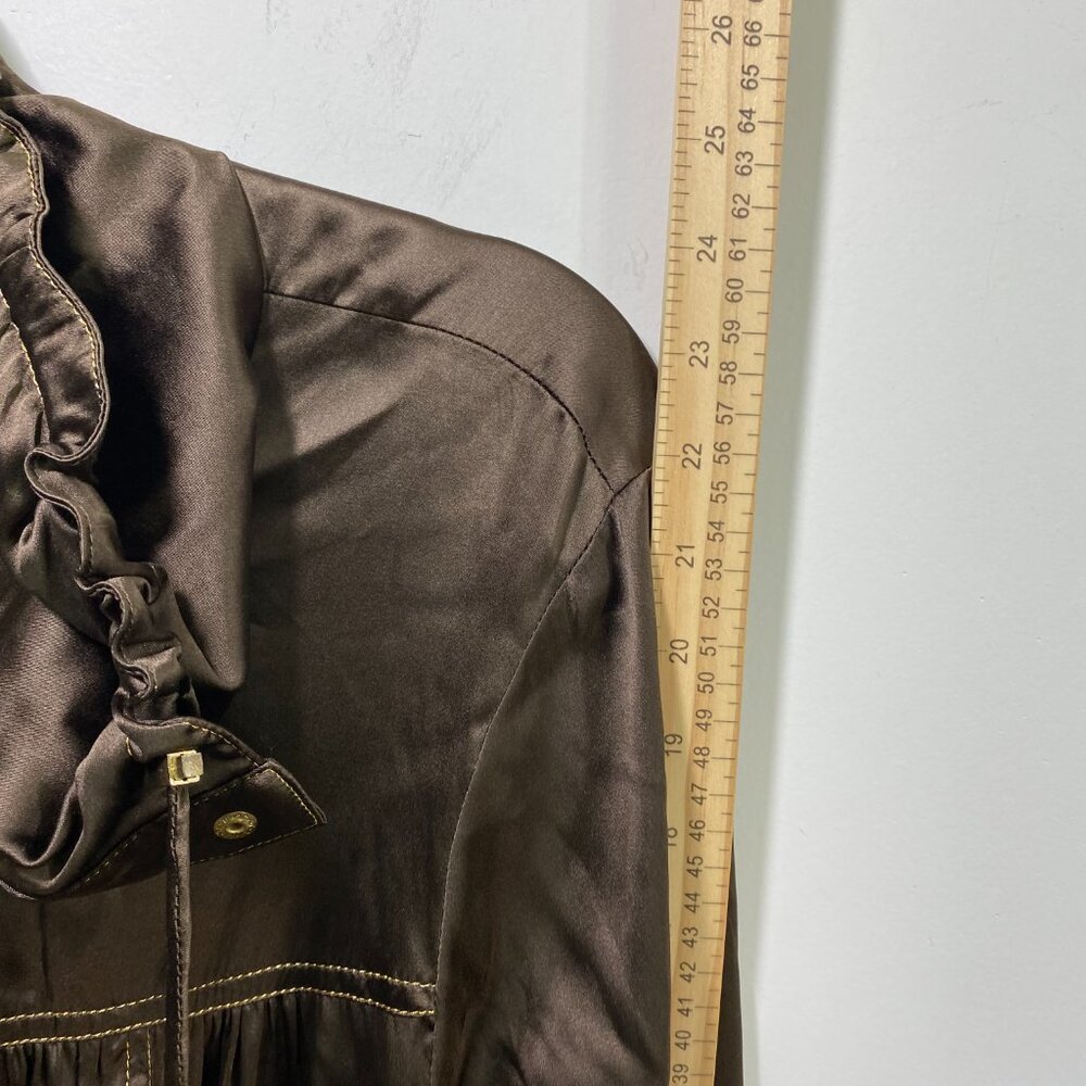 Cache Brown Utility Jacket with Ruffle Collar - Picture 8 of 10